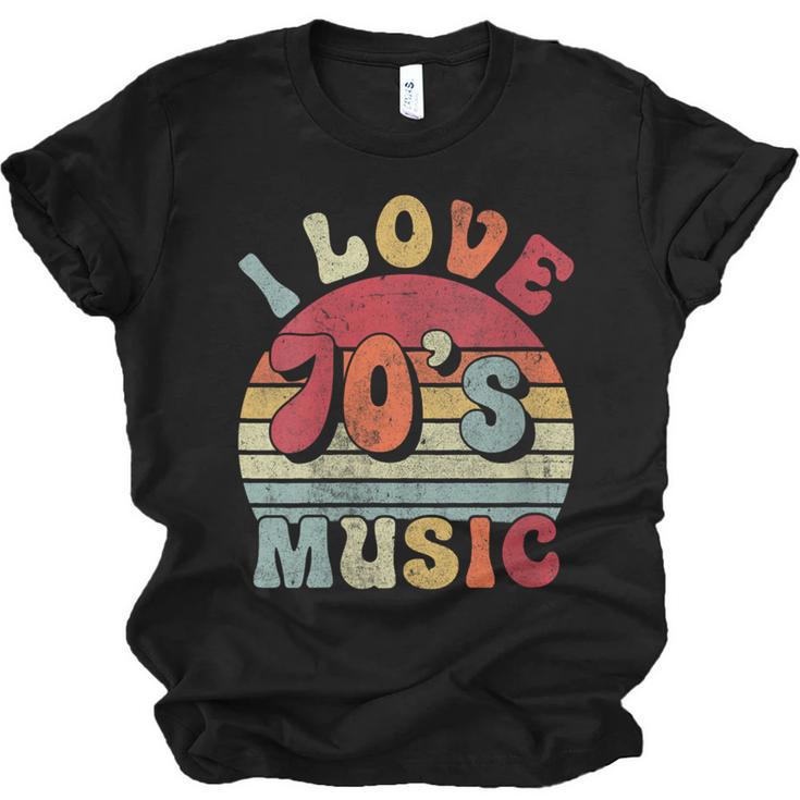 I Love 70's Music Retro Style Nostalgia Cassette 1970s Party Unisex Jersey T-Shirt