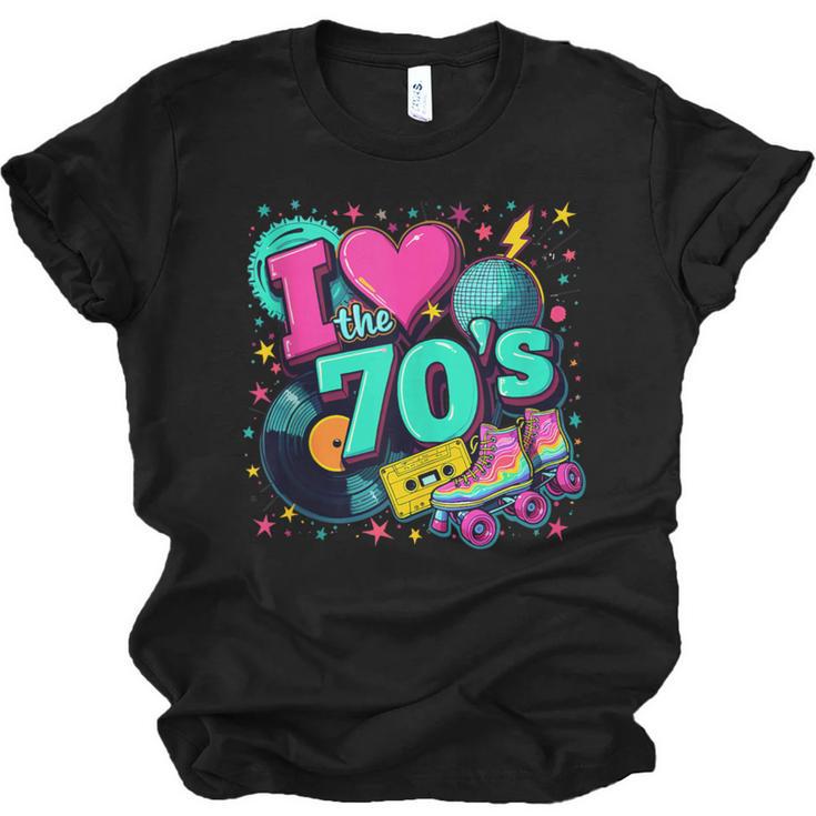 I Love The 70s Retro Cassette Roller Vinyl Disco Nostalgia Unisex Jersey T-Shirt