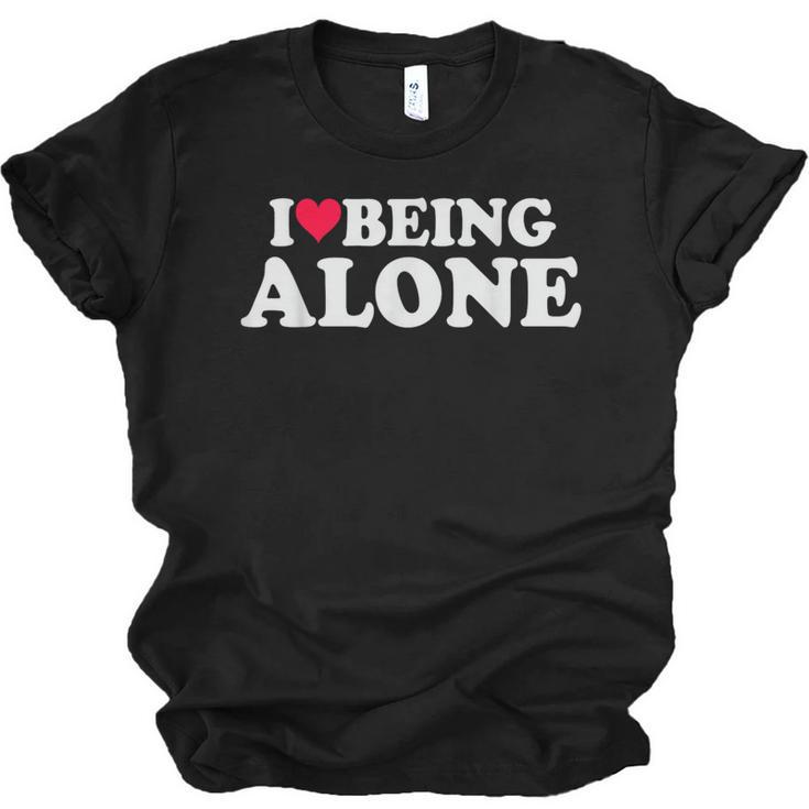 I Love Being Alone Introvert & Anxious Girl Red Heart Unisex Jersey T-Shirt