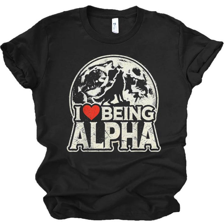 I Love Being Alpha Moonlit Wolf Meme Alpha Introvert Unisex Jersey T-Shirt