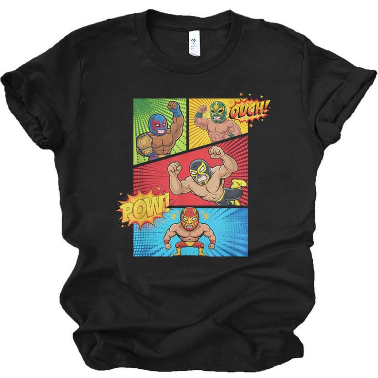 Lucha Libre Comic Book Mexican Wrestling Cartoon Wrestler Unisex Jersey T-Shirt