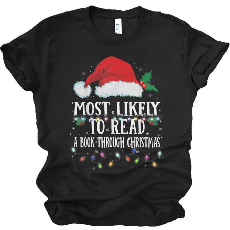 Matching Christmas PJS Most Likely To Read A Book Unisex Jersey T-Shirt