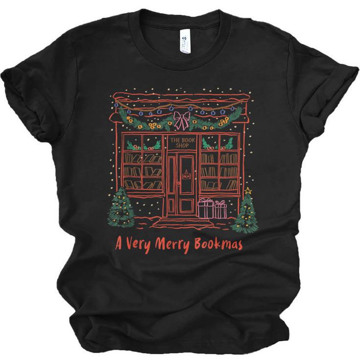 A Very Merry Bookmas Cozy Christmas Bookstore Holiday Cute Unisex Jersey T-Shirt