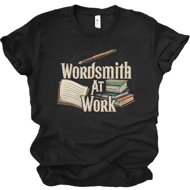 Wordsmith At Work Vintage Writer & Author Pen Book Lover Unisex Jersey T-Shirt