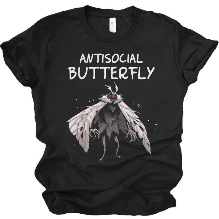 Mothman Shirt Antisocial Butterfly Introvert Cryptid Unisex Jersey T-Shirt