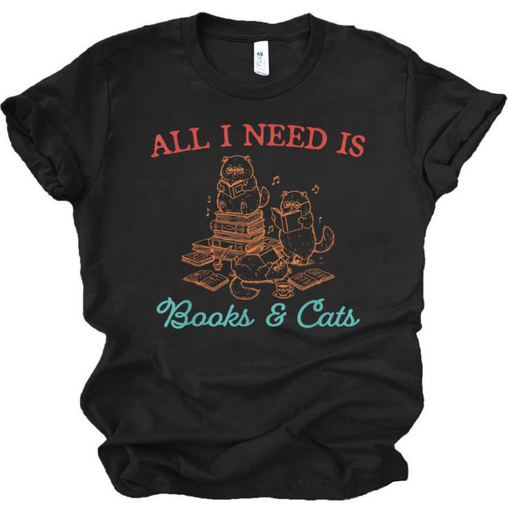 All I Need Is Books & Cats Cozy Unisex Jersey T-Shirt