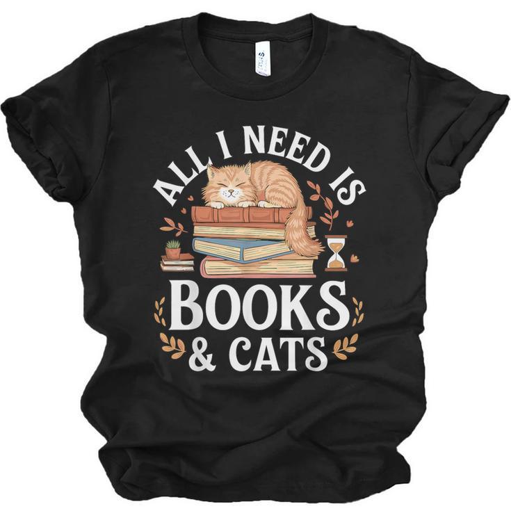 All I Need Is Books And Cats Reading Unisex Jersey T-Shirt