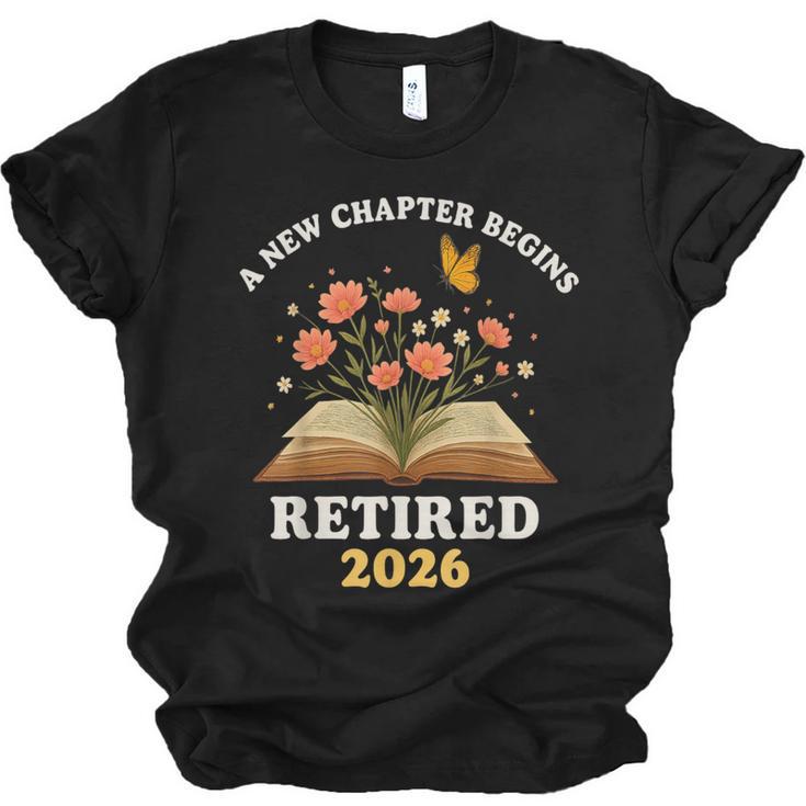A New Chapter Begins Retired 2026 Floral Book Butterfly Tee Unisex Jersey T-Shirt
