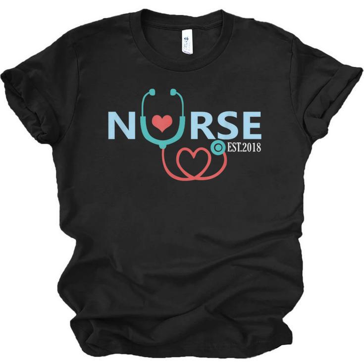 New Nurse Est 2018 T-Shirt Nursing School Graduation Unisex Jersey T-Shirt