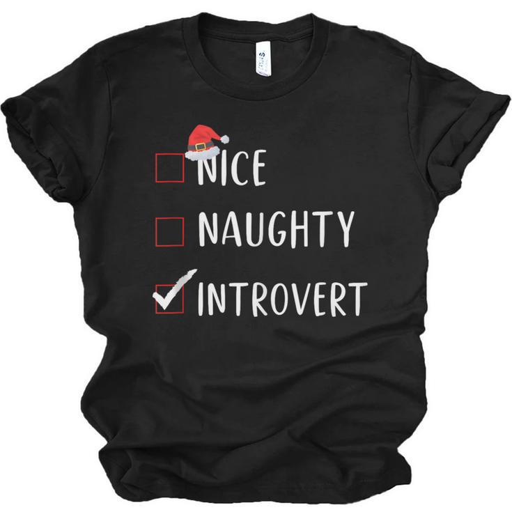 Nice Naughty Introvert List Christmas Introvert Unisex Jersey T-Shirt