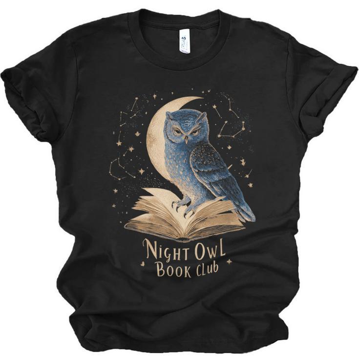 Night Owl Book Club Crescent Moon Late Night Reading Unisex Jersey T-Shirt