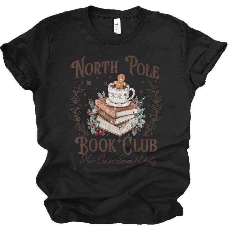North Pole Book Club Hot Cocoa Served Daily Librarian Xmas Unisex Jersey T-Shirt