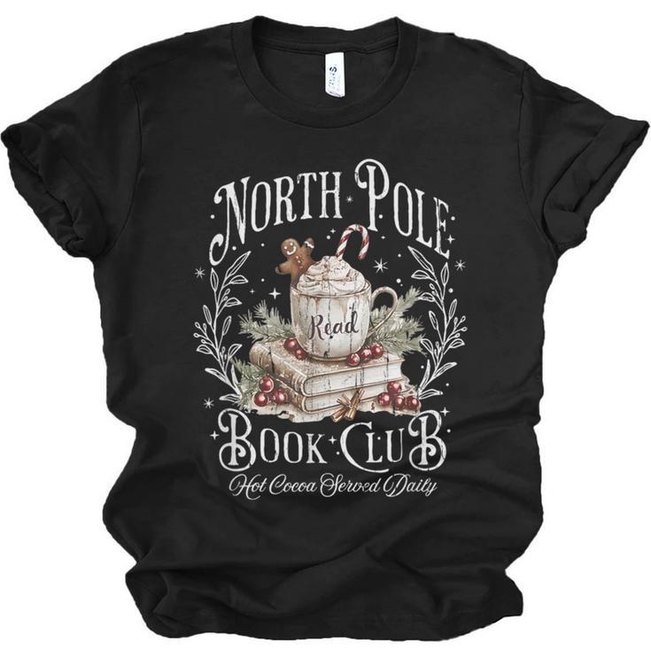 North Pole Book Club Hot Cocoa Served Daily Unisex Jersey T-Shirt