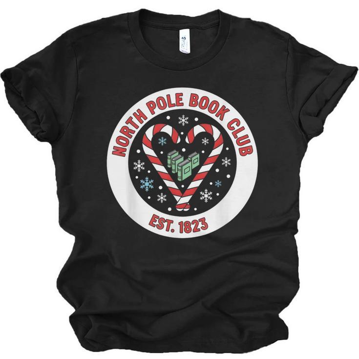 North Pole Book Club Shirt Candy Cane Christmas Unisex Jersey T-Shirt
