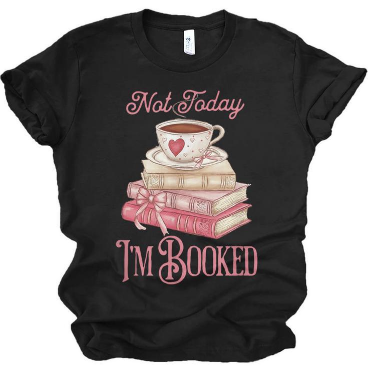 Not Today I'm Booked Book Lover Book Stack Coquette Bow Unisex Jersey T-Shirt