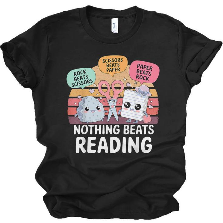 Nothing Beats Reading Rock Paper Scissors Books Lover Unisex Jersey T-Shirt
