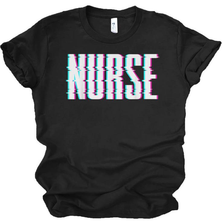Nurse Glitch Aesthetic Graduation Nurse Glitch Graphic Art Unisex Jersey T-Shirt