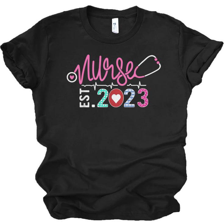 Nurse Graduation RN Nursing School Nurse Established 2023 Unisex Jersey T-Shirt