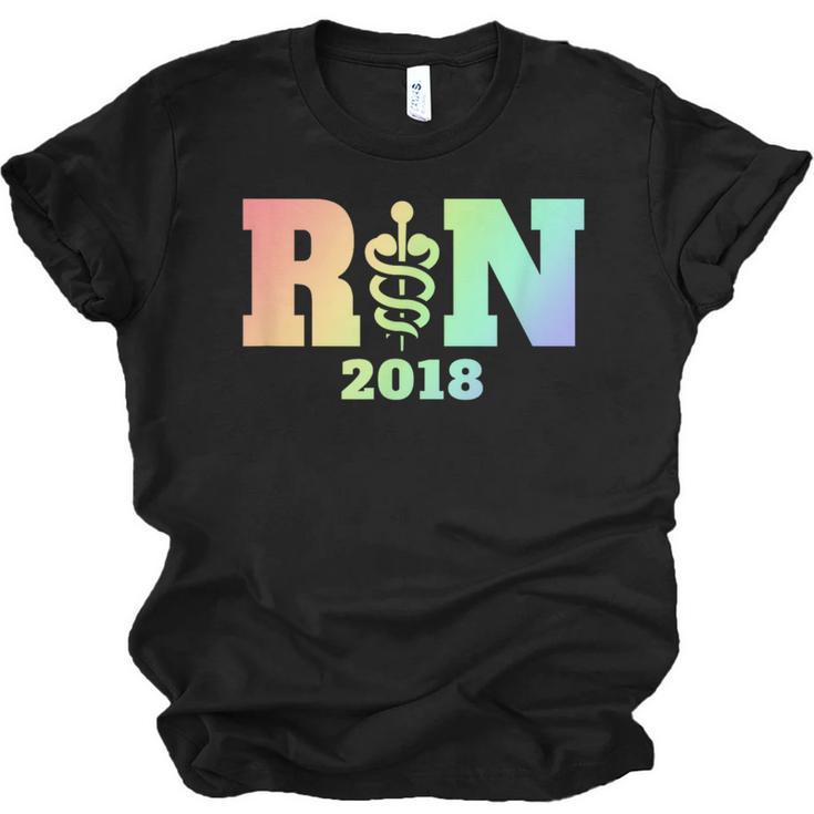 Nurse Graduation Shirt RN Est 2018 Rainbow Tshirt Unisex Jersey T-Shirt