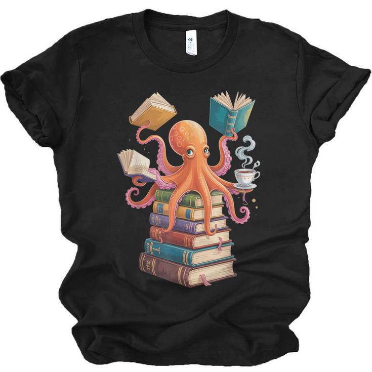 Octopus Book Reading Book Reader Ocean Octopus Unisex Jersey T-Shirt