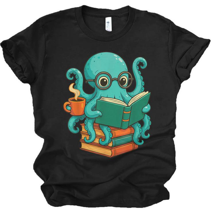 Octopus Reading Book Reading Bookworm Reader Unisex Jersey T-Shirt