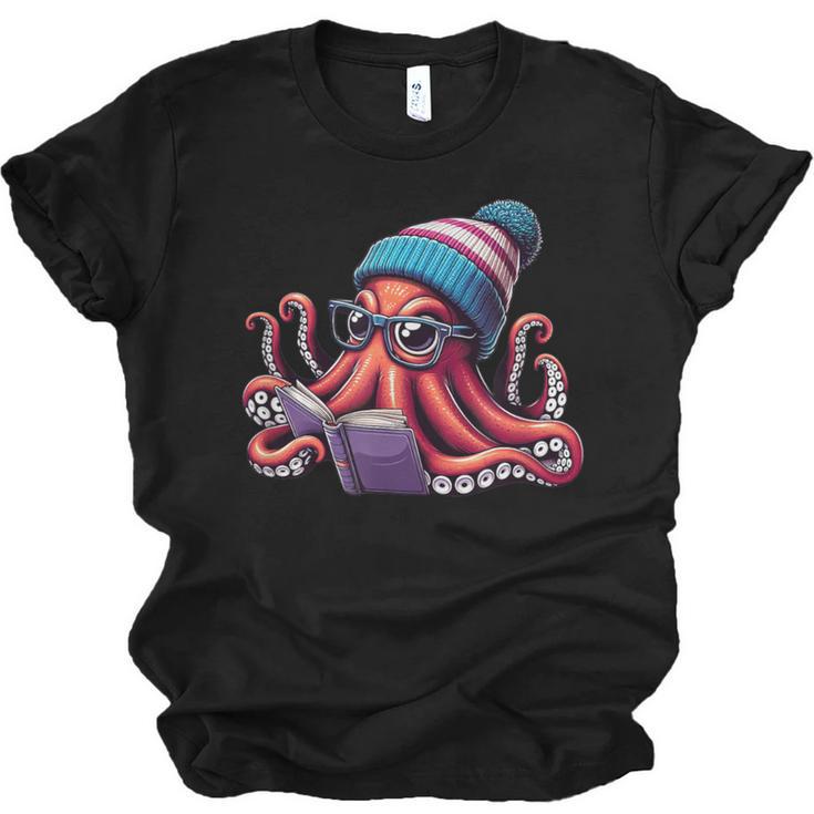 Octopus Reading Book Kraken Book Lover Unisex Jersey T-Shirt