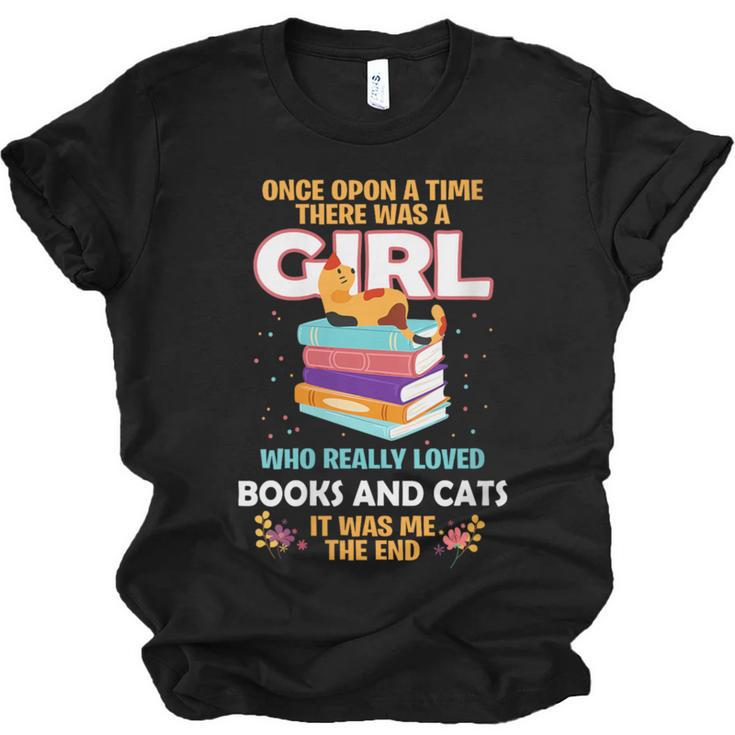 Once Upon A Time There Was A Girl Who Loves Books And Cats Unisex Jersey T-Shirt