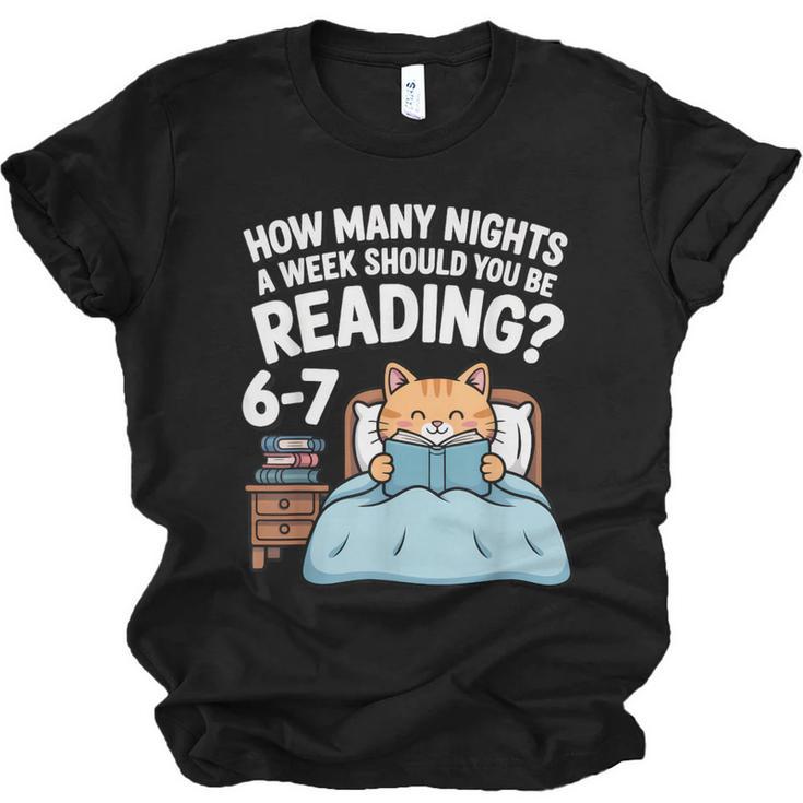 Orange Cat Reading Book 67 Six Seven Meme Unisex Jersey T-Shirt