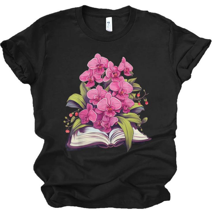 Orchids Flowers Book Floral Unisex Jersey T-Shirt