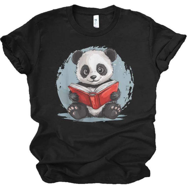 Panda With Book For Reading Enthusiasts Unisex Jersey T-Shirt
