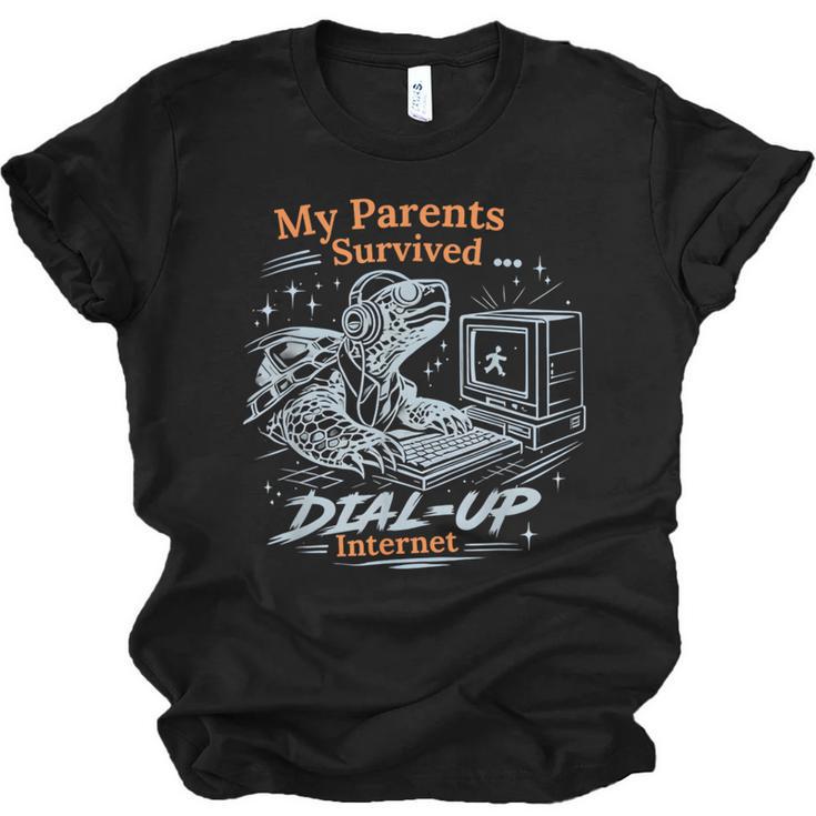 My Parents Survived Dial Up Internet Nostalgia Turtle Unisex Jersey T-Shirt