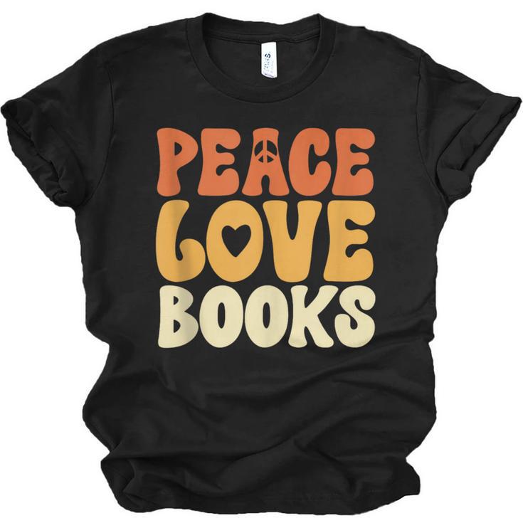 Peace Love Books Men Women Unisex Jersey T-Shirt