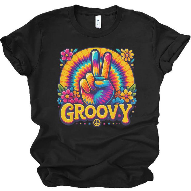 Peace Sign Groovy Vibes Costume Nostalgia Tie Dye Fashion Unisex Jersey T-Shirt