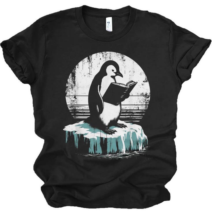 Penguin Reading A Book Vintage Graphic Bookworm Lover Unisex Jersey T-Shirt