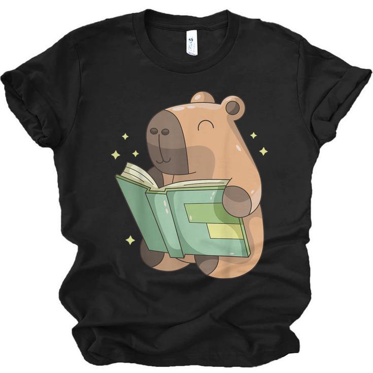 Pet Capybara Is Reading Library Capy Word Book Day Teacher Men Women Kids Unisex Jersey T-Shirt