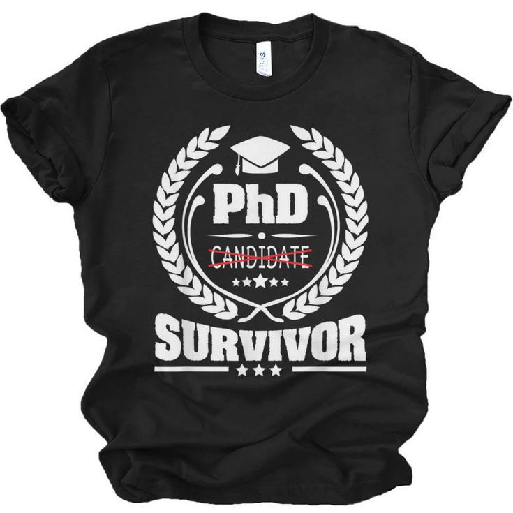 PhD Survivor Doctorate Graduate Shirt Graduation Unisex Jersey T-Shirt