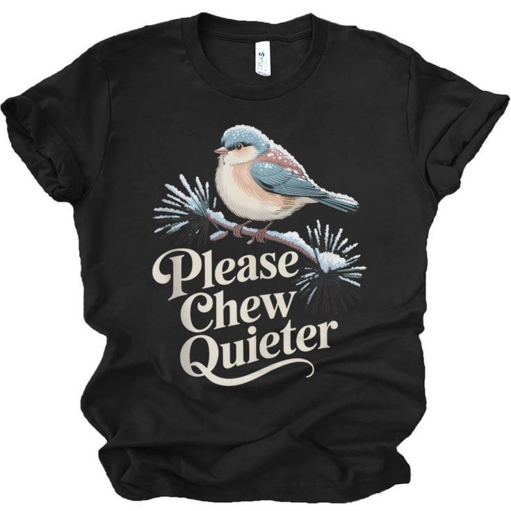 Please Chew Quieter Introvert Christmas Bird Lover Unisex Jersey T-Shirt