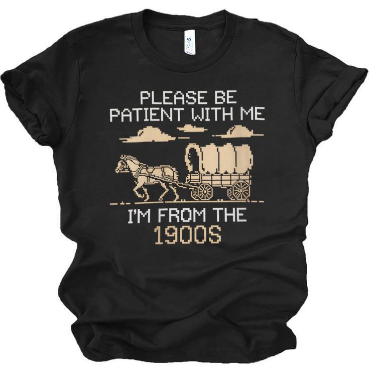 Please Be Patient I'm From The 1900s Retro Pixel Horse Wagon Unisex Jersey T-Shirt