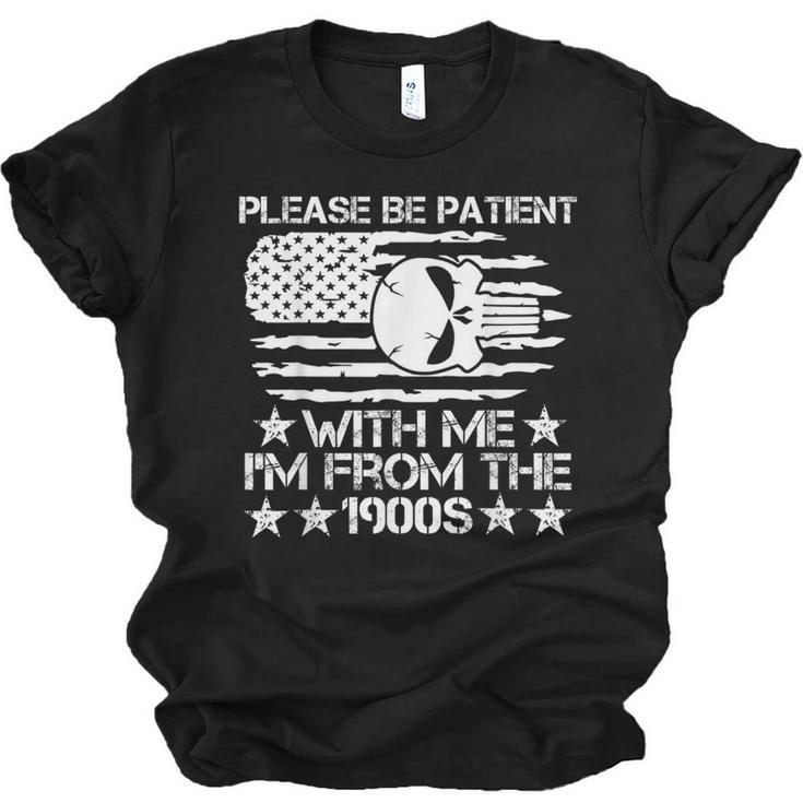 Please Be Patient With Me I'm From The 1900s USA Flag Skull Unisex Jersey T-Shirt
