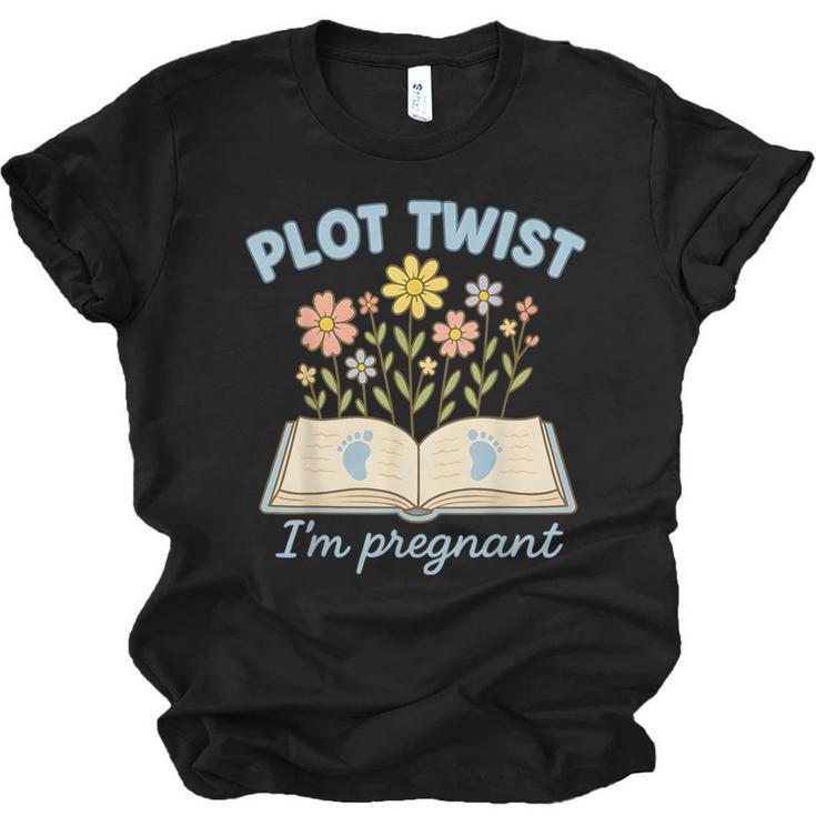 Plot Twist I'm Pregnant Literary Pregnancy Announcement Book Unisex Jersey T-Shirt