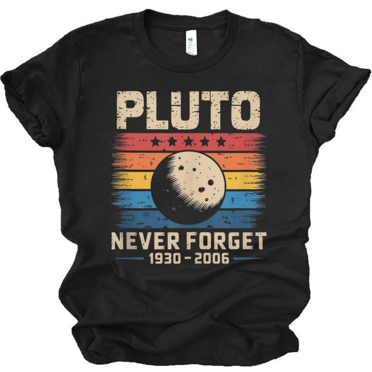 Pluto Never Forget Space Nostalgia Astronomy Humor Unisex Jersey T-Shirt