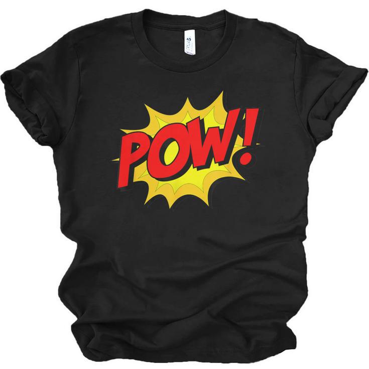 POW -Adults Kids Comic Book Cartoon Pop Art Novelty Sarcastic Unisex Jersey T-Shirt