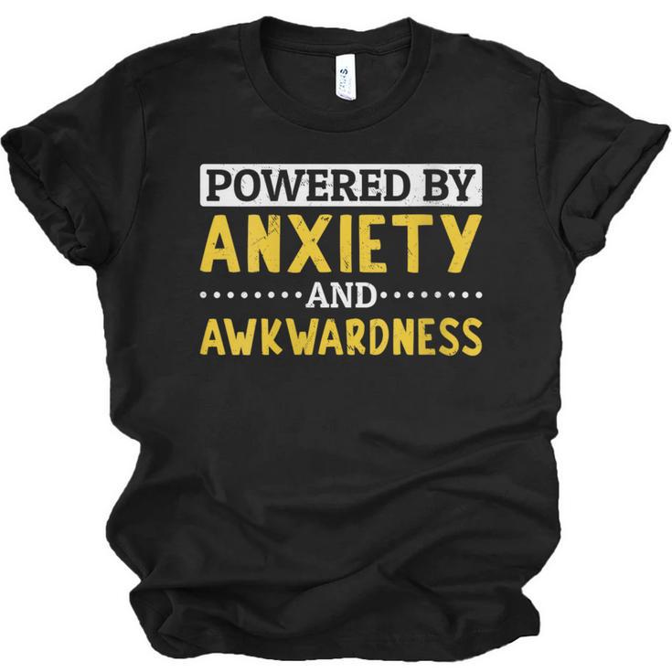 Powered By Anxiety And Awkwardness Social Anxiety Introverts Unisex Jersey T-Shirt