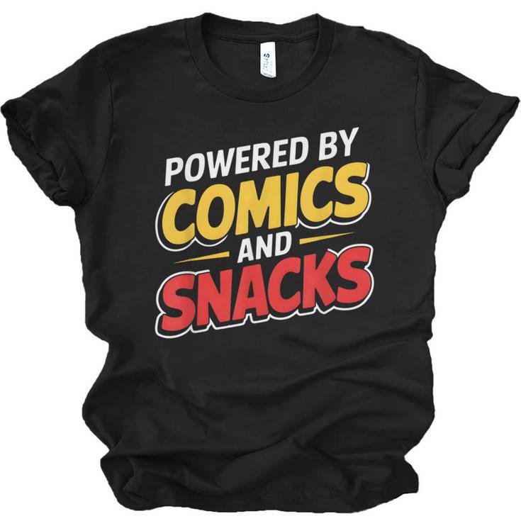 Powered By Comics And Snacks Comic Book Lover Unisex Jersey T-Shirt