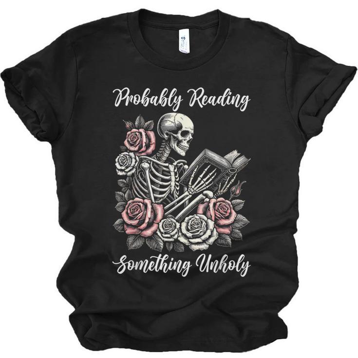 Probably Reading Something Unholy Book Lovers Unisex Jersey T-Shirt