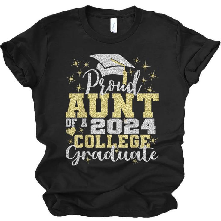 Proud Aunt Of 2024 College Graduate Family 24 Graduation Unisex Jersey T-Shirt