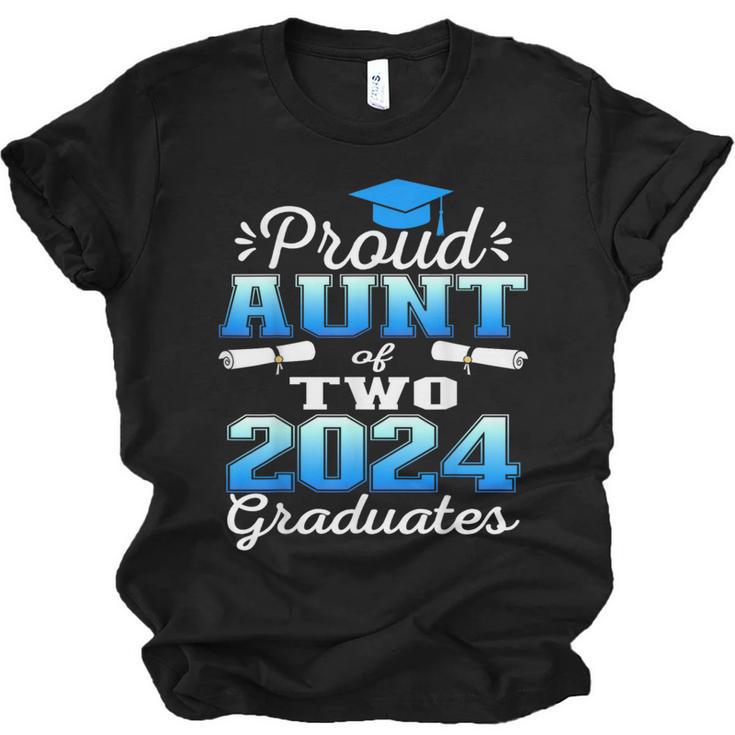 Proud Aunt Of Two 2024 Graduate Class 2024 Graduation Family Unisex Jersey T-Shirt