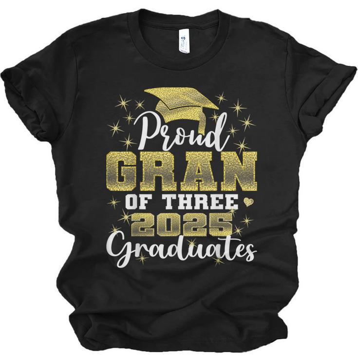Proud Gran Of Three 2025 Graduates Graduation Family Unisex Jersey T-Shirt