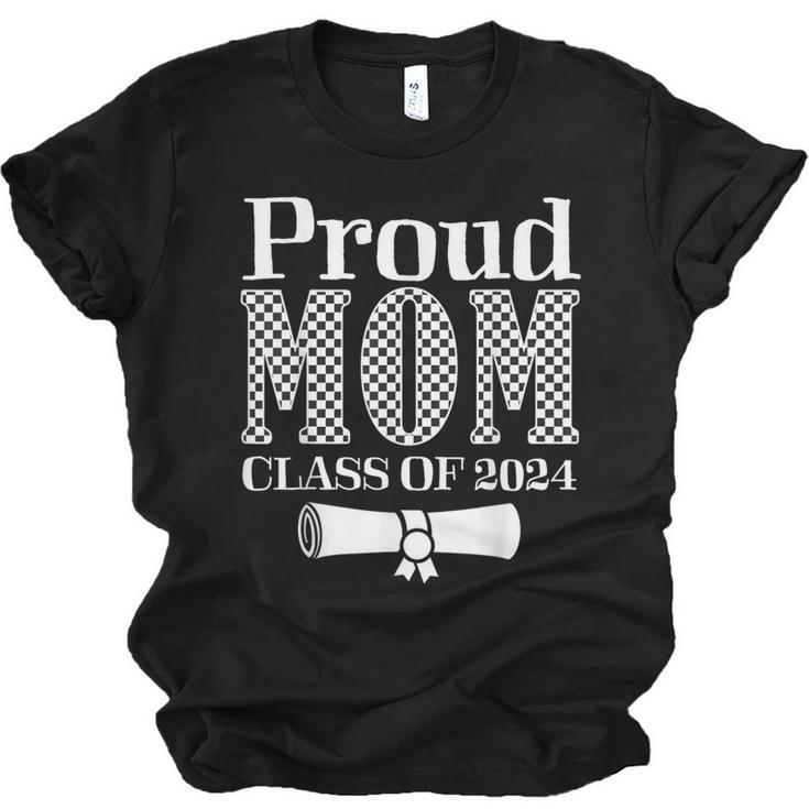 Proud Mom Of a 2024 Graduate Mama Checkered Graduation Unisex Jersey T-Shirt