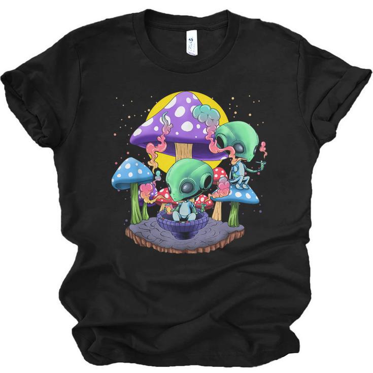 Psychedelic Alien Mushroom Nostalgia Groovy Vibe Hippie Unisex Jersey T-Shirt